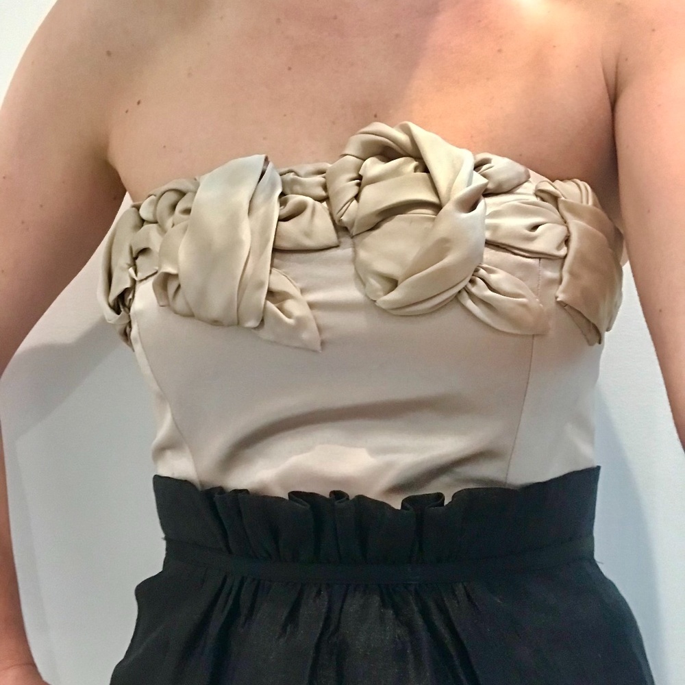Strapless Gold and Black BCBG Paris Dress